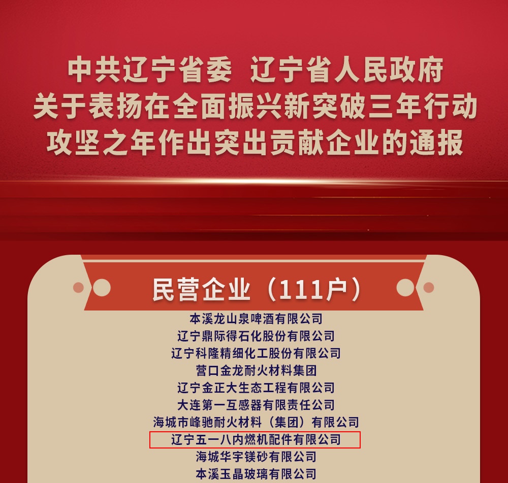 我公司在遼寧全面振興新突破三年行動(dòng)中獲得通報(bào)表揚(yáng)